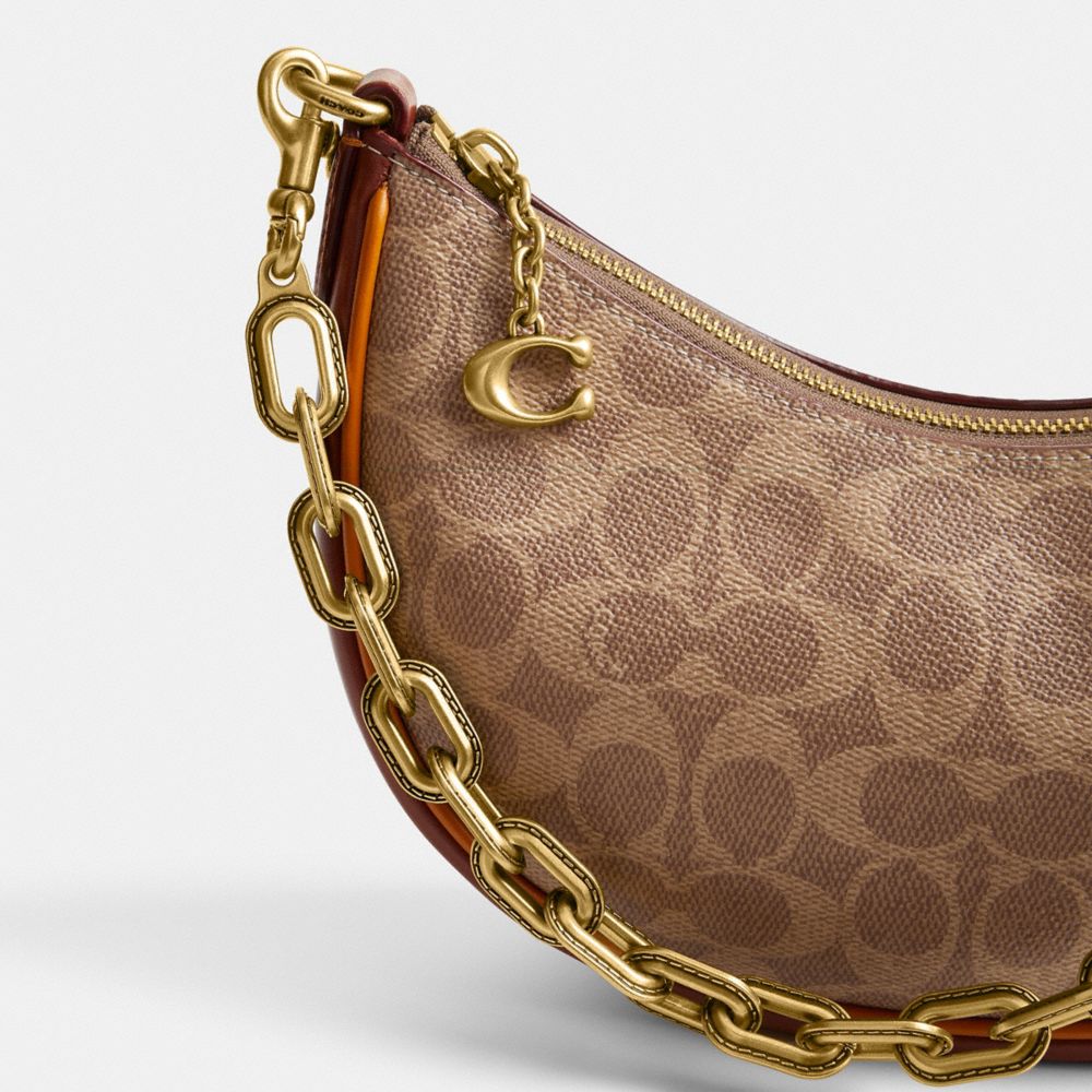 Shop Coach Mira Schultertasche Aus Signature-canvas In Brass/tan/rust