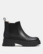 COACH®,REID BOOTIE,Leather,Black,Angle View