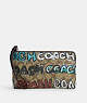COACH®,COACH X MINT + SERF LARGE CORNER ZIP WRISTLET IN SIGNATURE CANVAS,Signature Coated Canvas,Silver/Khaki Multi,Front View