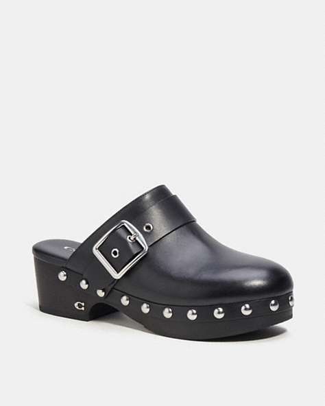 COACH®,FARYN CLOG,Leather,Black,Front View