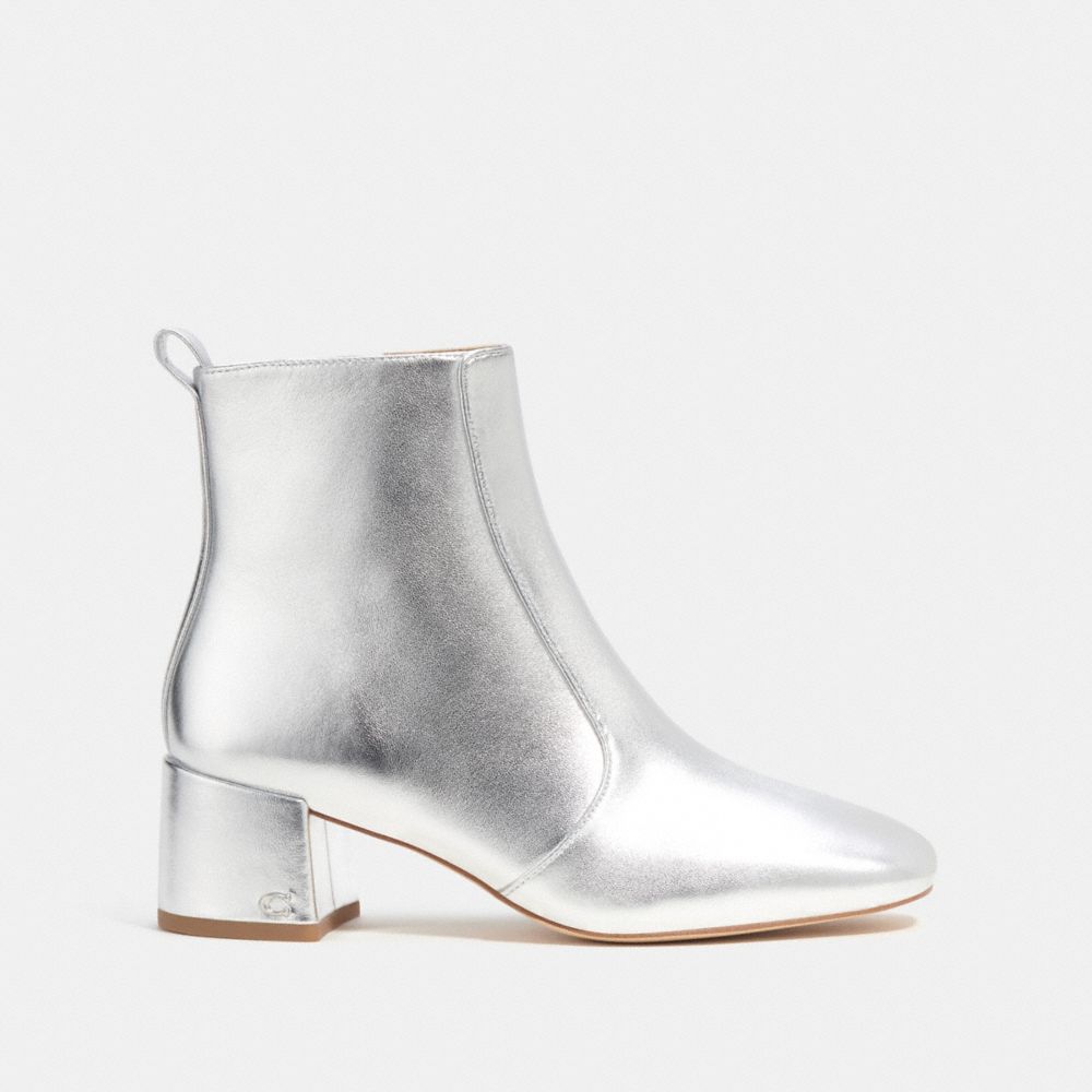 COACH®,NOAH BOOTIE,Leather,Silver,Angle View