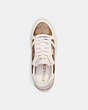 COACH®,CLIP COURT LOW TOP SNEAKER IN SIGNATURE CANVAS,Mixed Materials,Khaki/Chalk,Inside View,Top View