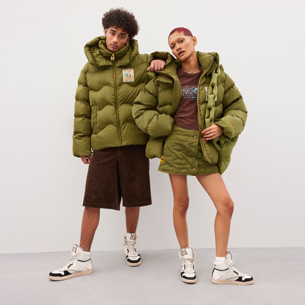 Coach Topia Loop Wattierte Steppjacke In Olive Green