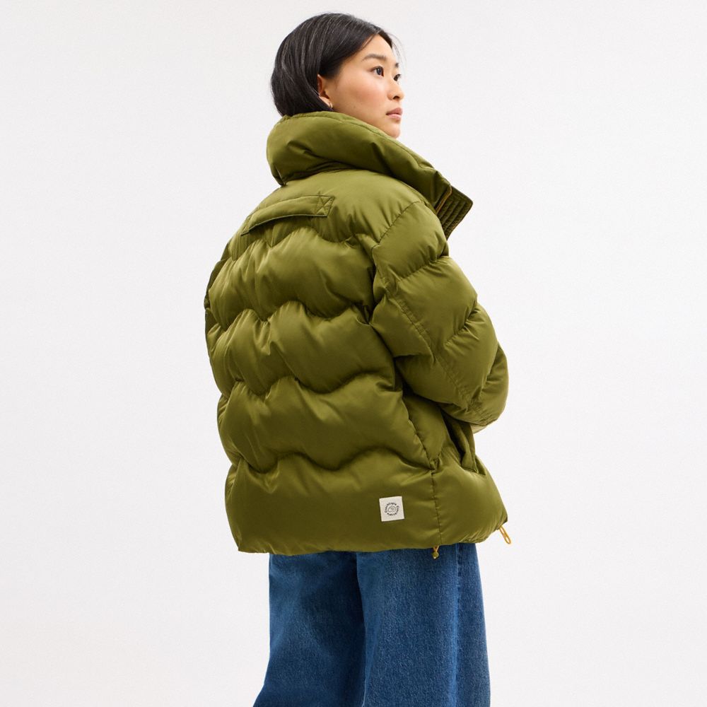Coach Topia Loop Wattierte Steppjacke In Olive Green