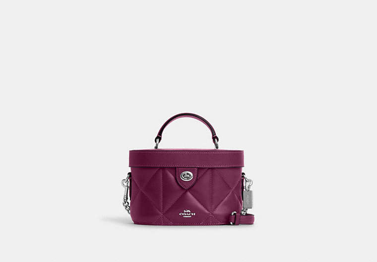 COACH®,KAY CROSSBODY WITH PUFFY DIAMOND QUILTING,Leather,Small,Silver/Deep Berry,Front View
