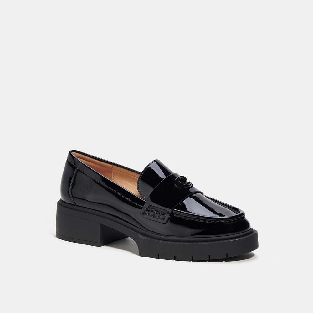 Coach Leah Loafer In Black Patent