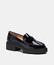 COACH®,LEAH LOAFER,Leather,Black Patent,Front View
