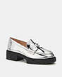 COACH®,LEAH LOAFER,Leather,Shine,Silver,Front View