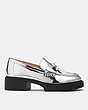 COACH®,LEAH LOAFER,Leather,Shine,Silver,Angle View