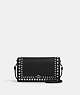COACH®,ANNA FOLDOVER CLUTCH CROSSBODY WITH RIVETS,Mixed Material,Silver/Black,Front View