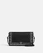 COACH®,ANNA FOLDOVER CLUTCH CROSSBODY WITH RIVETS,Mixed Material,Silver/Black,Front View