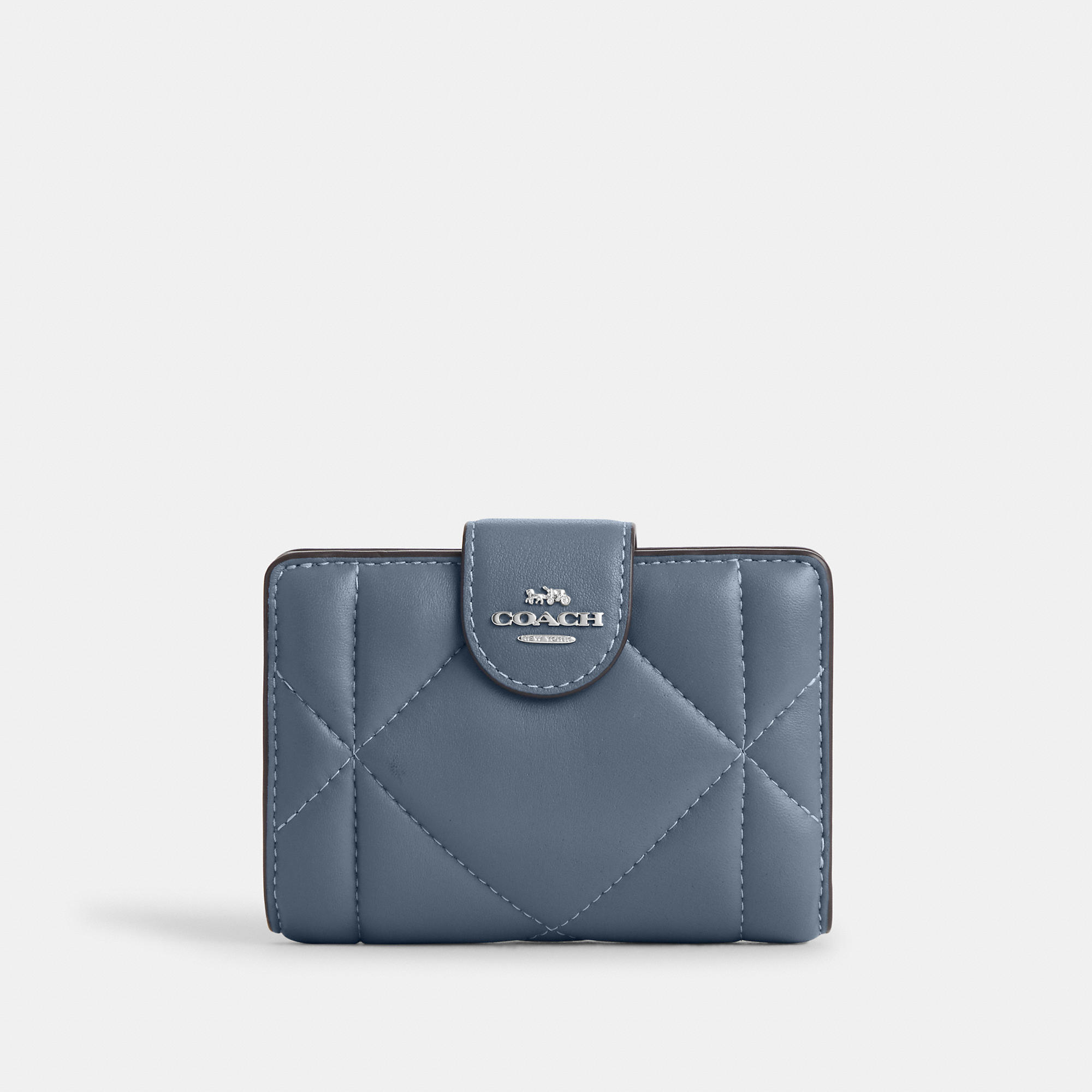Coach Outlet Medium Corner Zip Wallet With Puffy Diamond Quilting In Blue