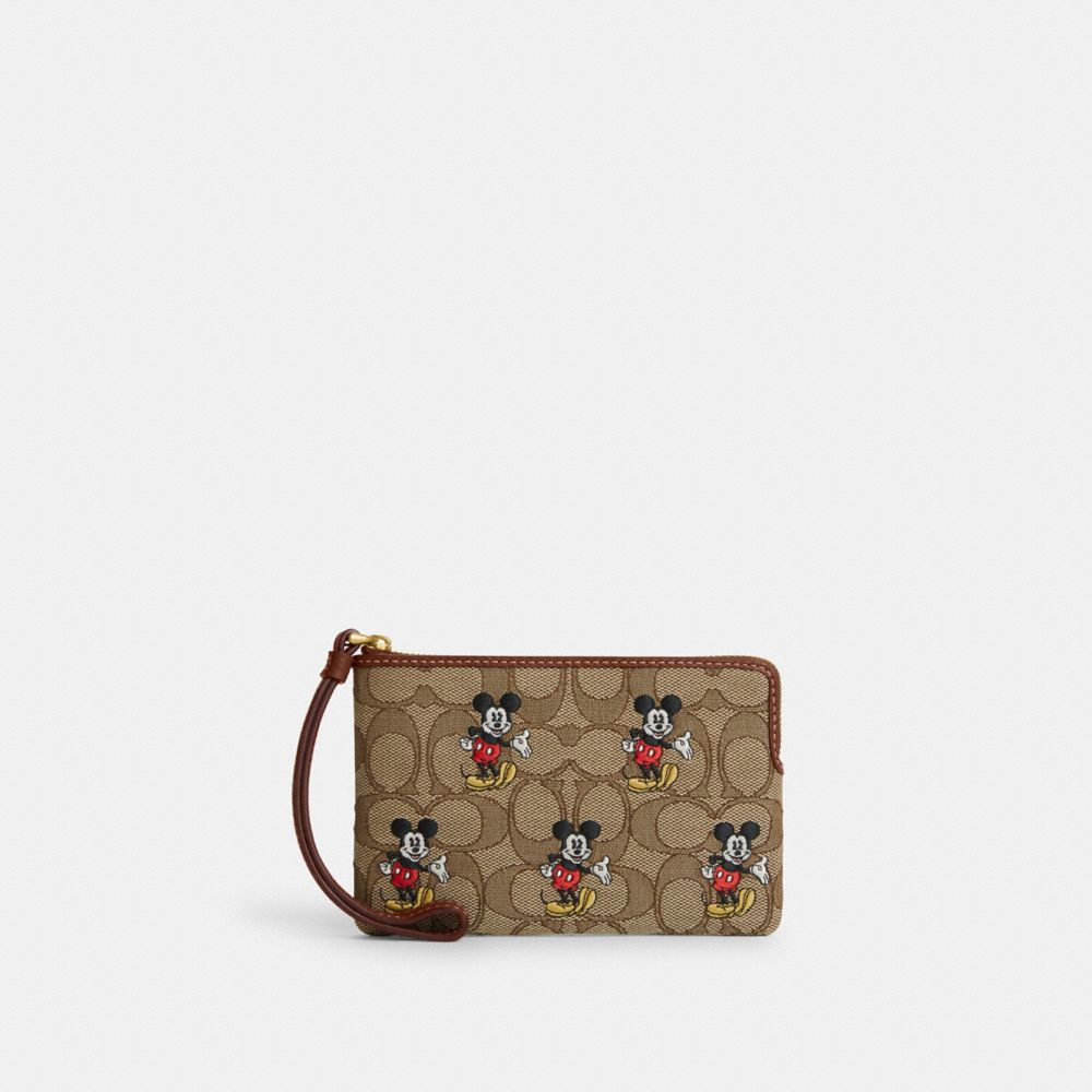 Disney X Coach Small Zip Around Wallet In Signature Jacquard With Mickey  Mouse Print