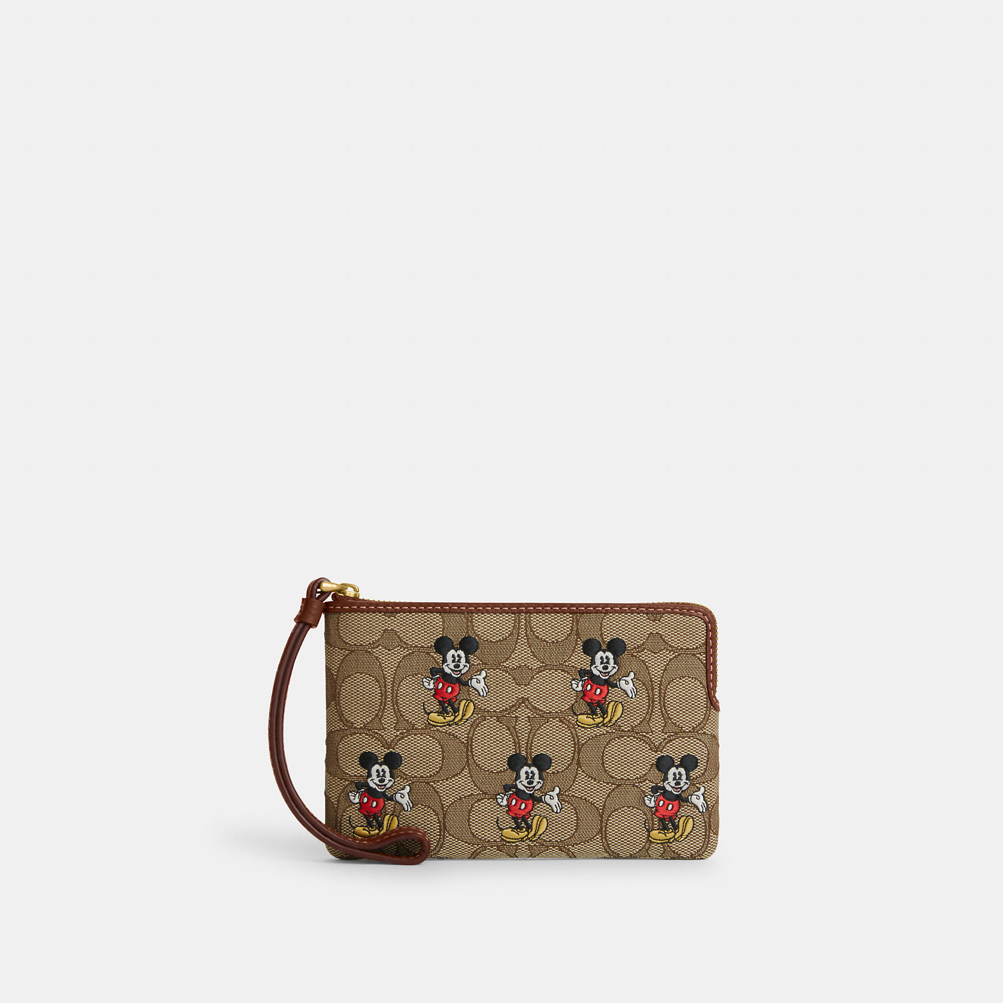 Coach Disney X Corner Zip Wristlet In Signature Jacquard With Mickey Mouse Print In Multi