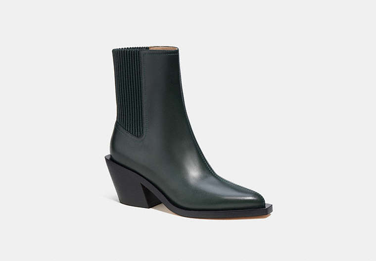 COACH®,PRESTYN BOOTIE,Leather,Amazon Green,Front View