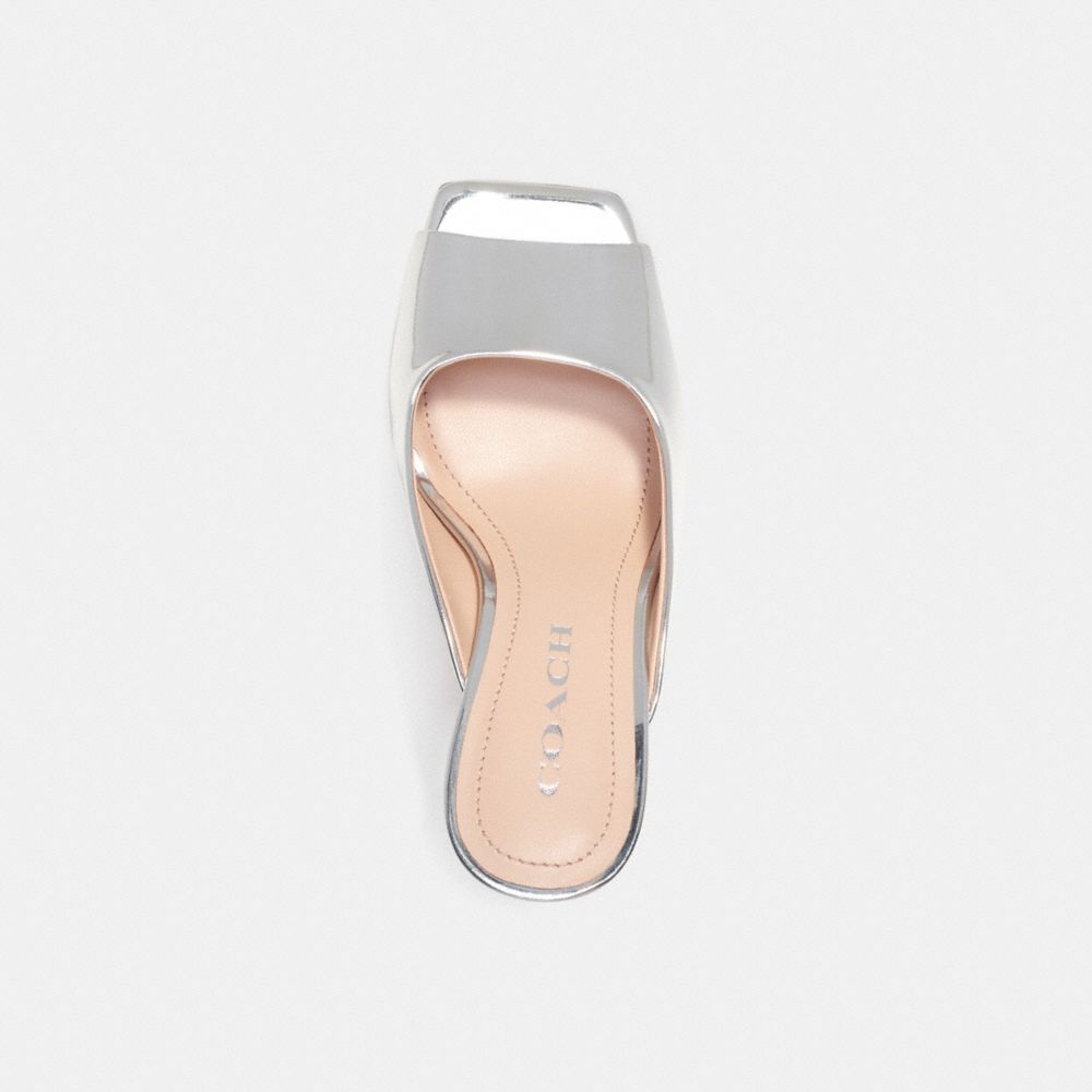 COACH®,LAURENCE SANDAL,Leather,Shine,Silver,Inside View,Top View