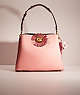 COACH®,UPCRAFTED WILLOW SHOULDER BAG IN COLORBLOCK,Polished Pebble Leather,Medium,Brass/Candy Pink Multi,Front View