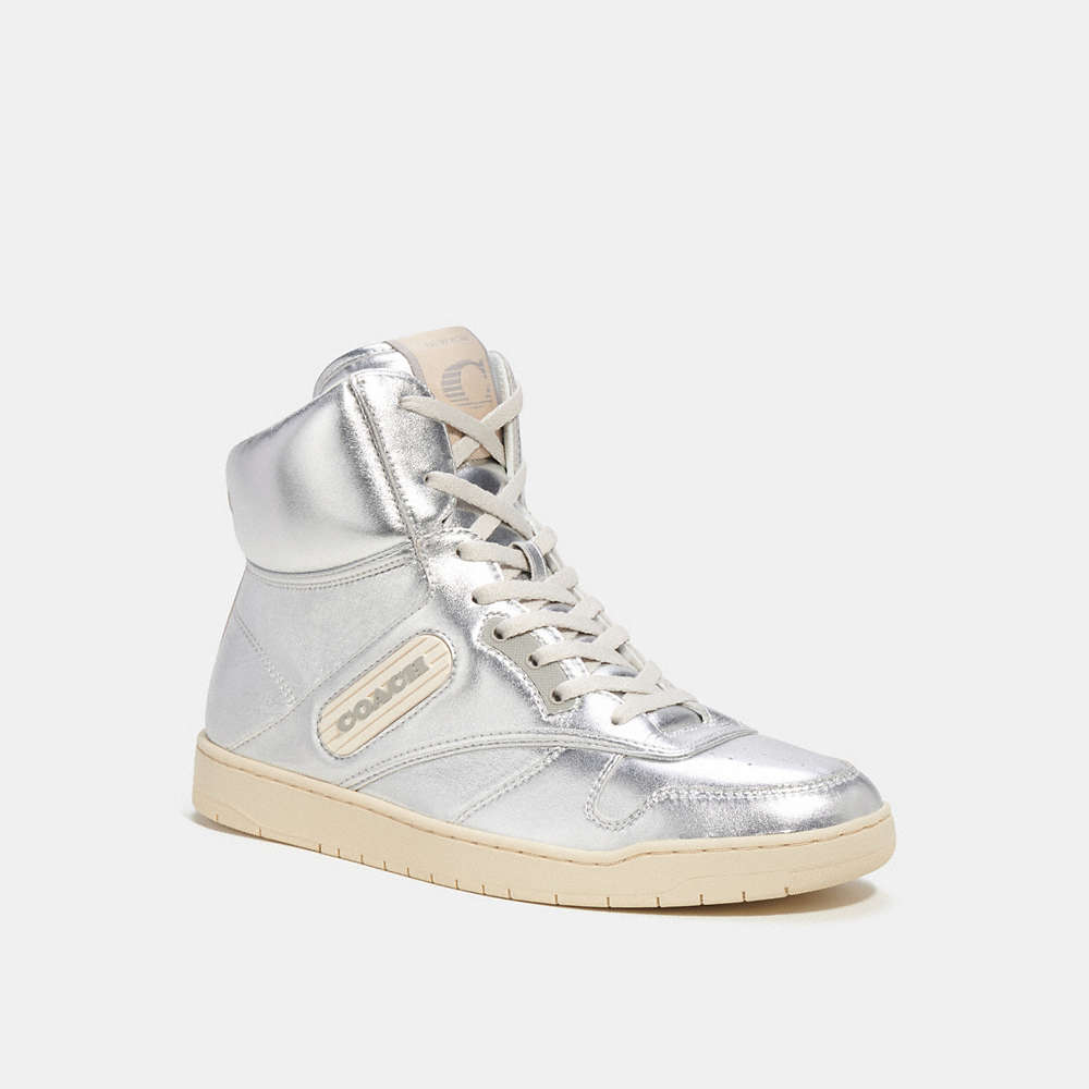 Shop Coach C202 High Top Sneaker In Silver