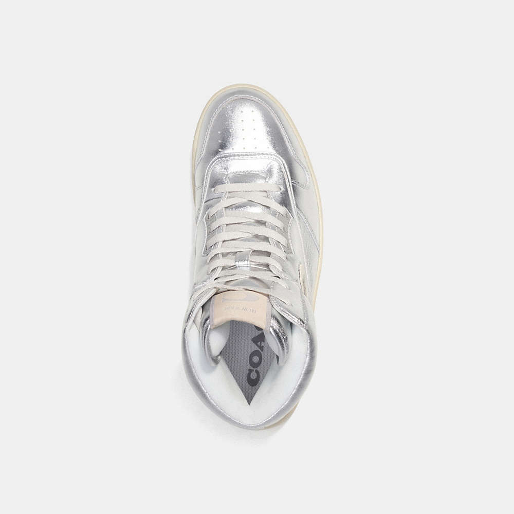 Shop Coach C202 High Top Sneaker In Silver