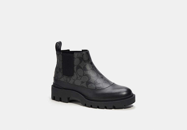 COACH®,CITYSOLE CHELSEA BOOT IN SIGNATURE CANVAS,Mixed Materials,Black,Front View