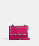 COACH®,MINI KLARE CROSSBODY WITH RIVETS,Mixed Material,Mini,Silver/Cerise,Front View