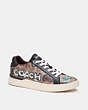 COACH®,COACH X MINT + SERF CLIP LOW TOP SNEAKER IN SIGNATURE CANVAS,Signature Coated Canvas,Black Multi/Black,Front View