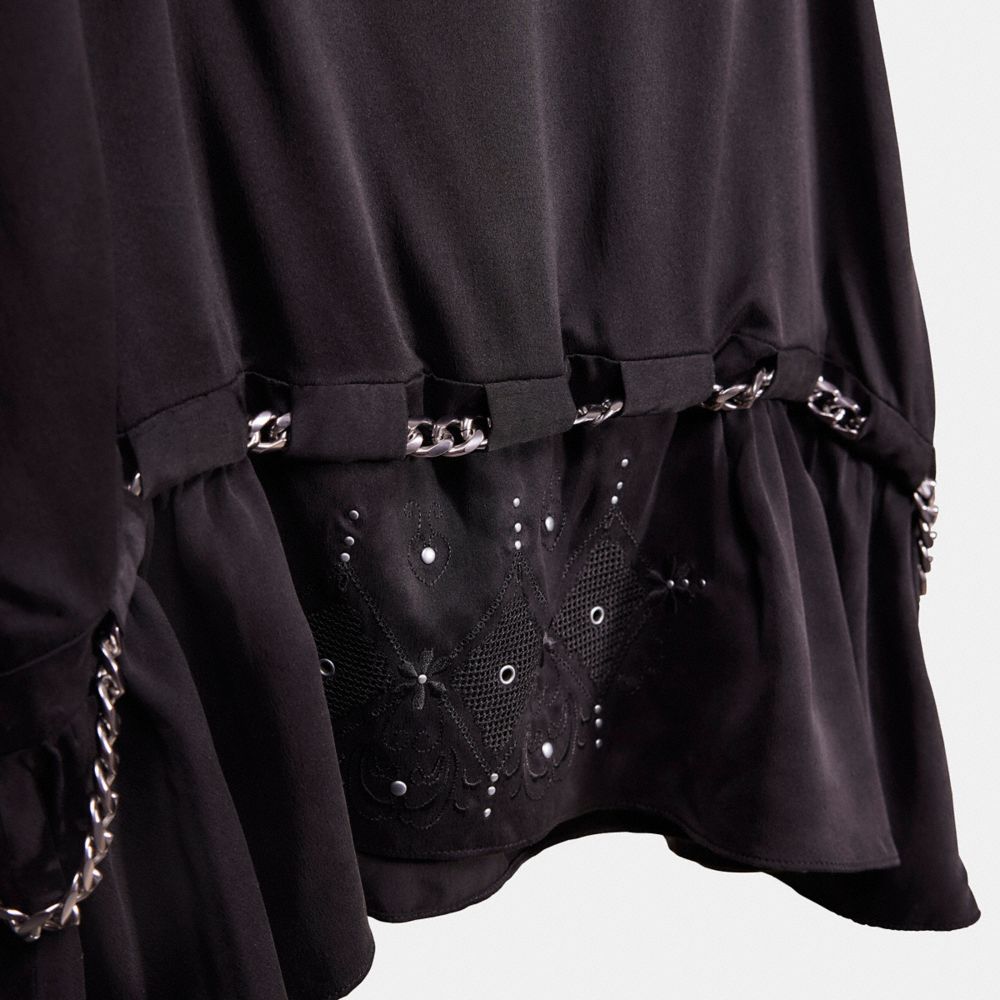 Shop Coach Restored Short Silk Skirt In Black