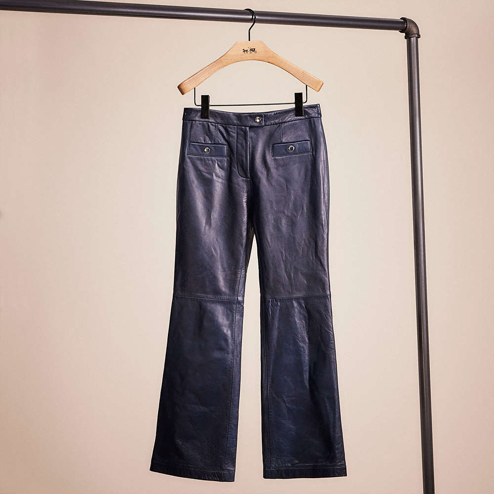 Coach Restored Leather Pant In Navy