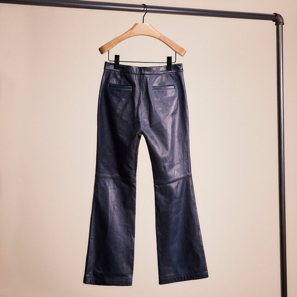 Shop Coach Restored Leather Pant In Navy