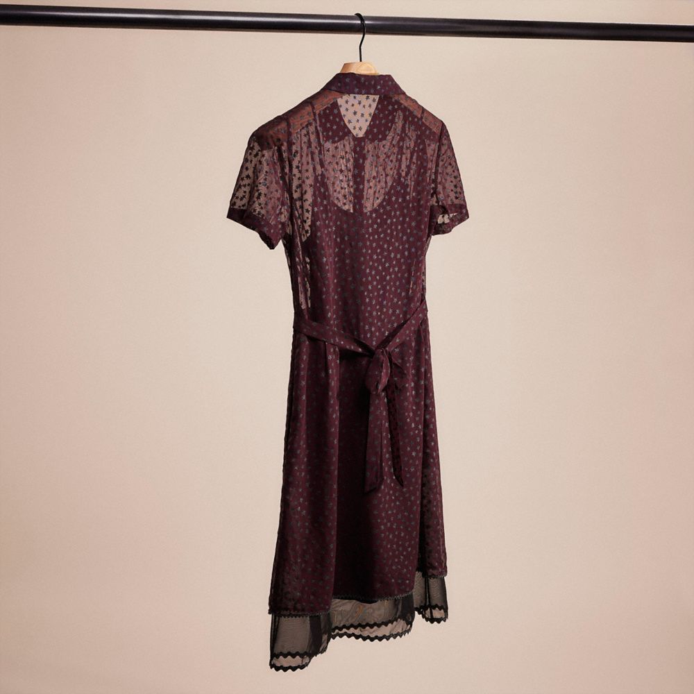 Shop Coach Restored Star Print Shirt Dress In Burgundy
