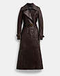 COACH®,DOUBLE BREASTED LEATHER TRENCH,Runway,Brown,Front View
