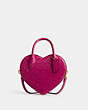 COACH®,HEART BAG IN SIGNATURE LEATHER,Small,Runway,Brass/Magenta,Front View
