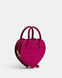 COACH®,HEART BAG IN SIGNATURE LEATHER,Small,Runway,Brass/Magenta,Angle View
