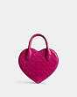 COACH®,HEART BAG IN SIGNATURE LEATHER,Small,Runway,Brass/Magenta,Back View