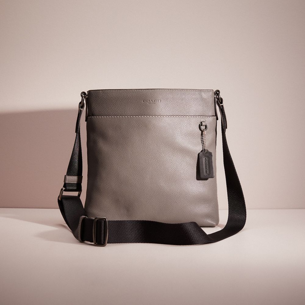 Coach Restored Metropolitan Slim Messenger In Gunmetal/heather Grey