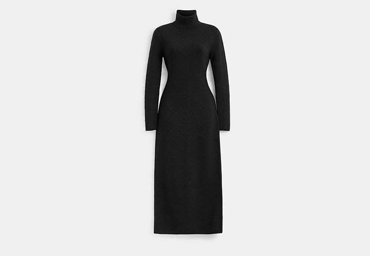 COACH®,SIGNATURE KNIT TURTLENECK DRESS,Wool/Silk,Runway,Black,Front View