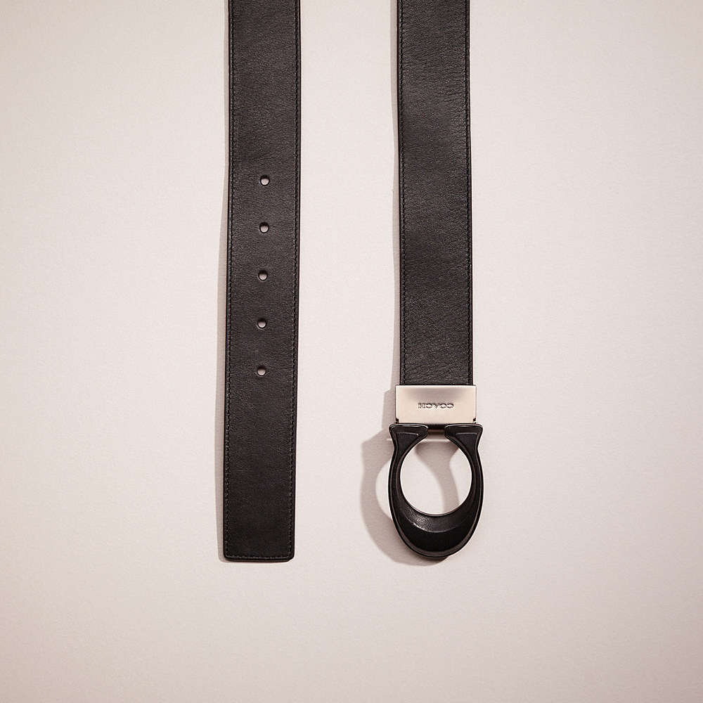 Shop Coach Restored Signature Buckle Cut To Size Reversible Belt, 38mm In Charcoal/oxblood