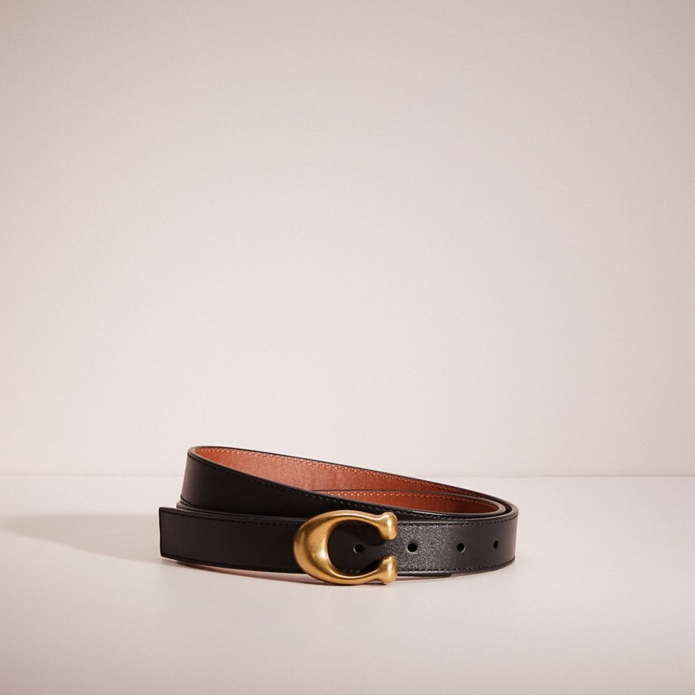 Coach C-buckled Reversible Leather Belt In Brass/black/1941 Saddle