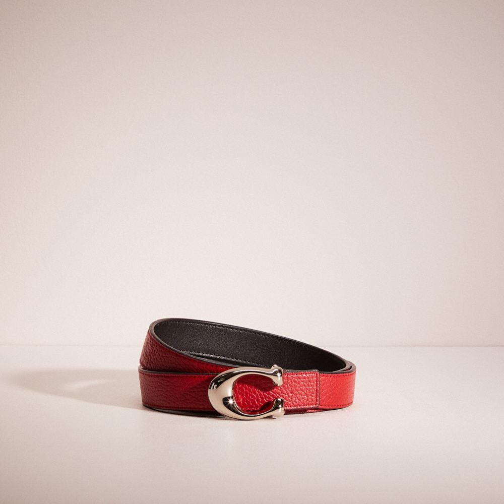 Coach Restored C Hardware Reversible Belt, 25mm In Nickel/black 1941 Red