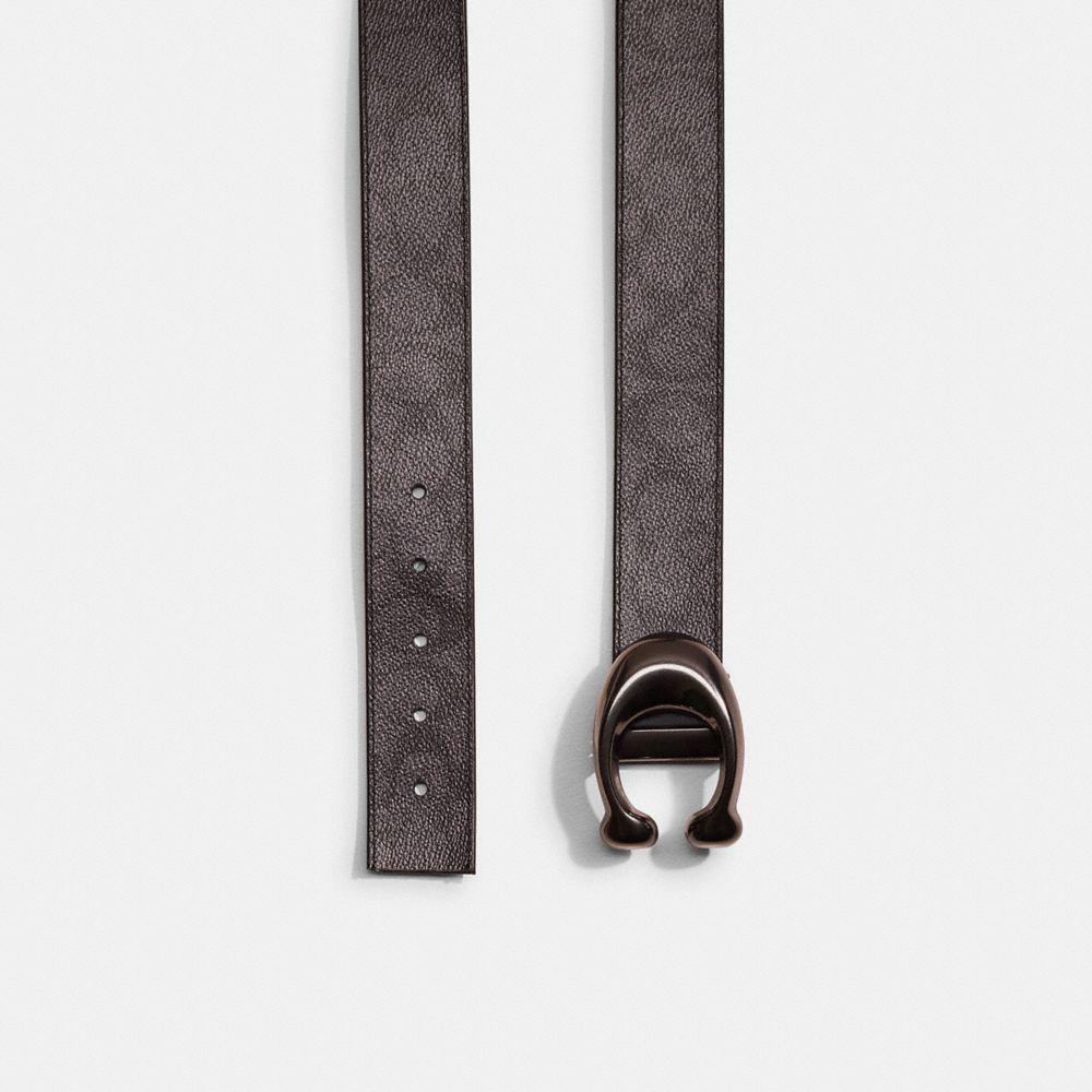 Coach Restored Signature Buckle Cut To Size Reversible Belt, 38mm In Black/ox Blood