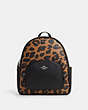COACH®,COURT BACKPACK WITH SIGNATURE CANVAS AND LEOPARD PRINT,Silver/Light Saddle Multi,Front View