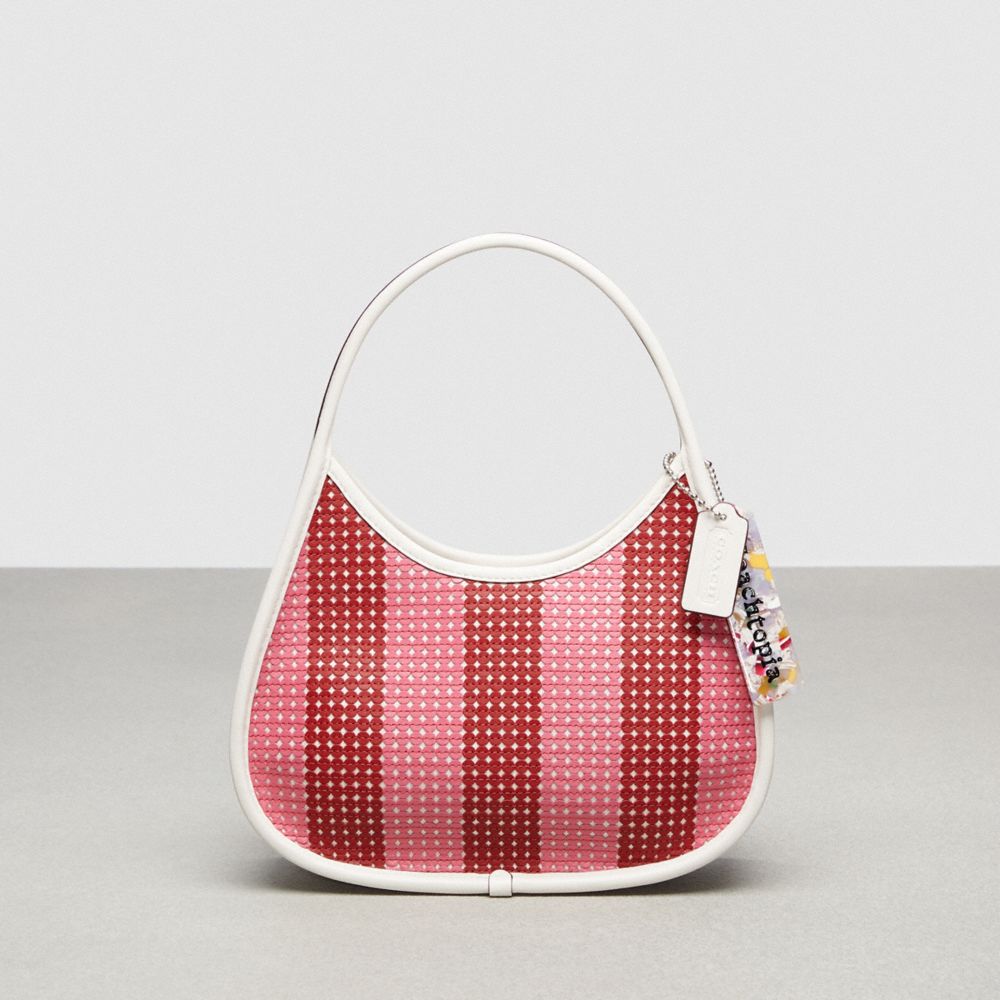 Ergo Shoulder Bag In Striped Upcrafted Leather Sequin Coachtopia