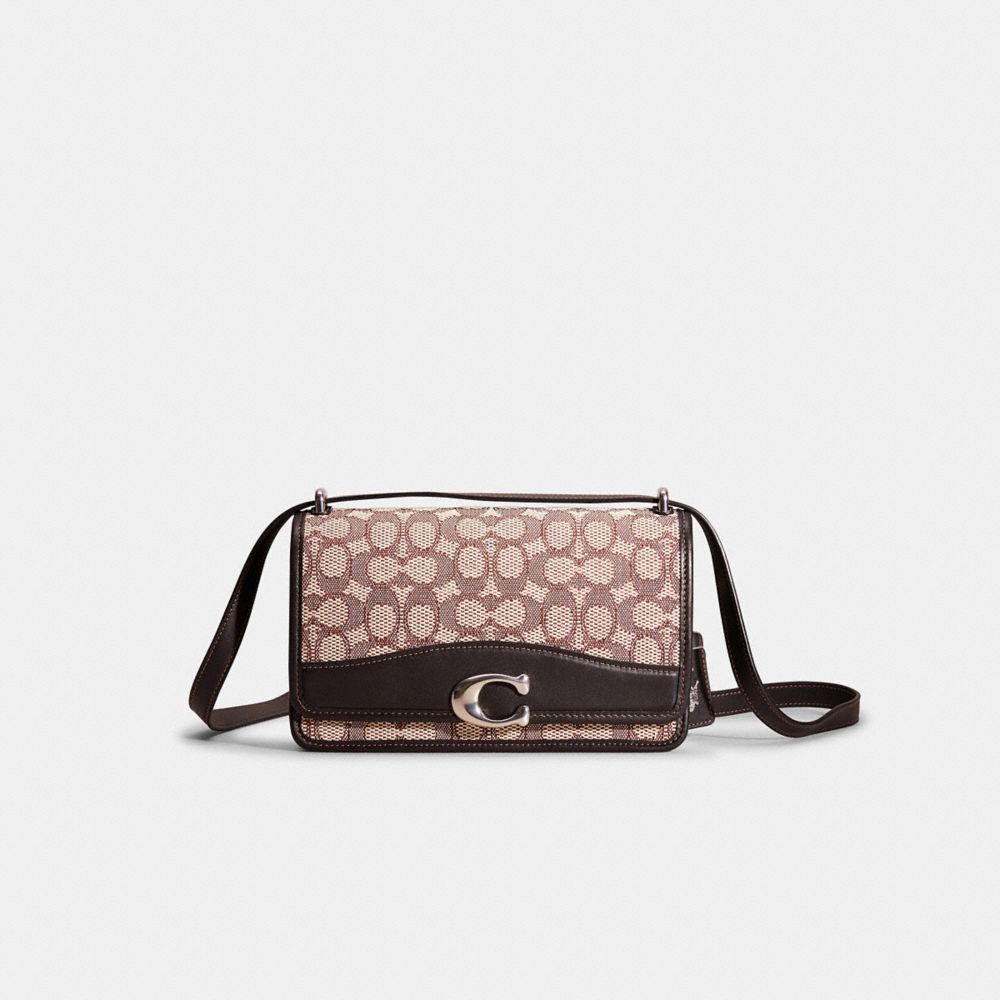 Coach Restored Bandit Shoulder Bag In Signature Textile Jacquard In Silver/cocoa Black