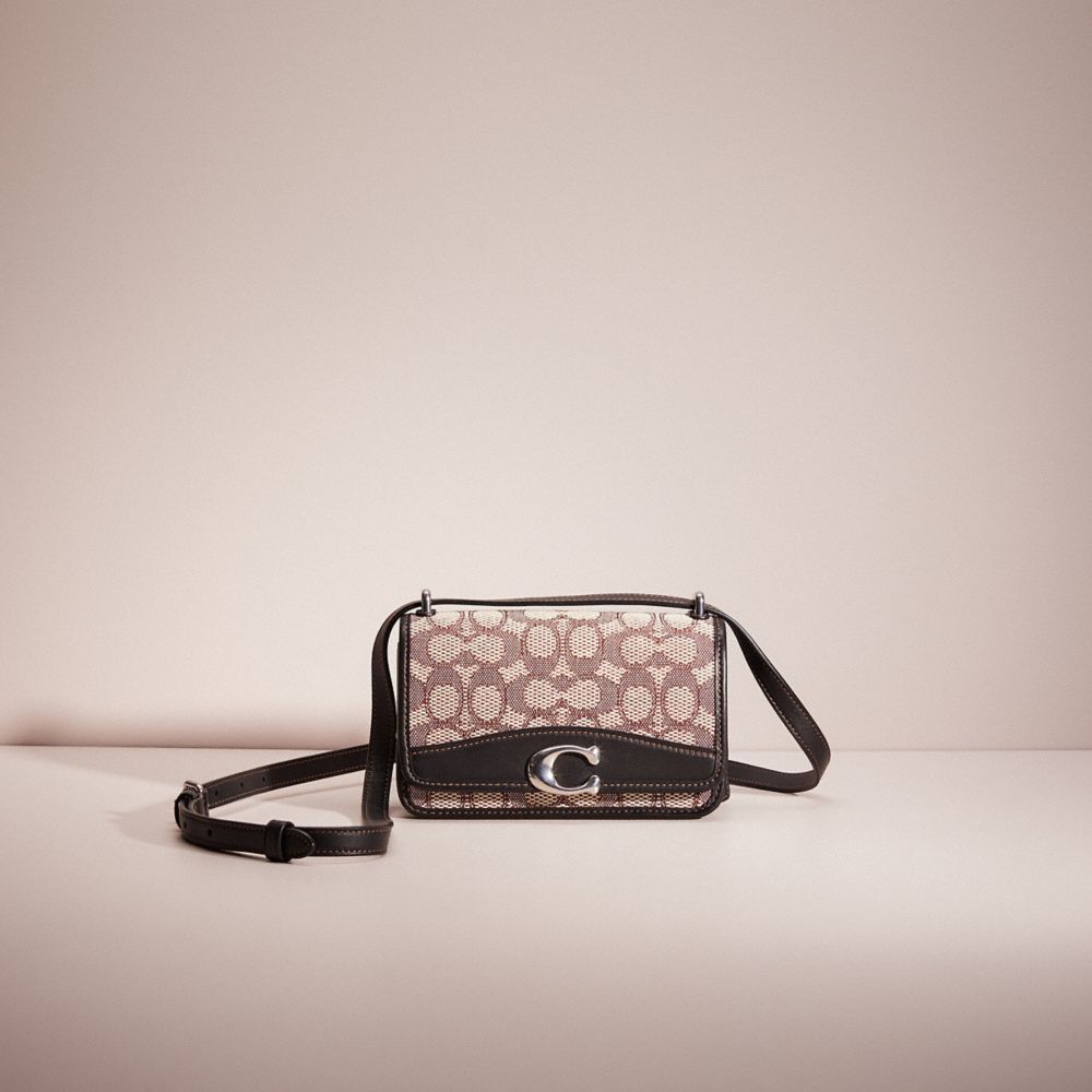 Coach Restored Bandit Crossbody In Signature Textile Jacquard In Silver/cocoa Black
