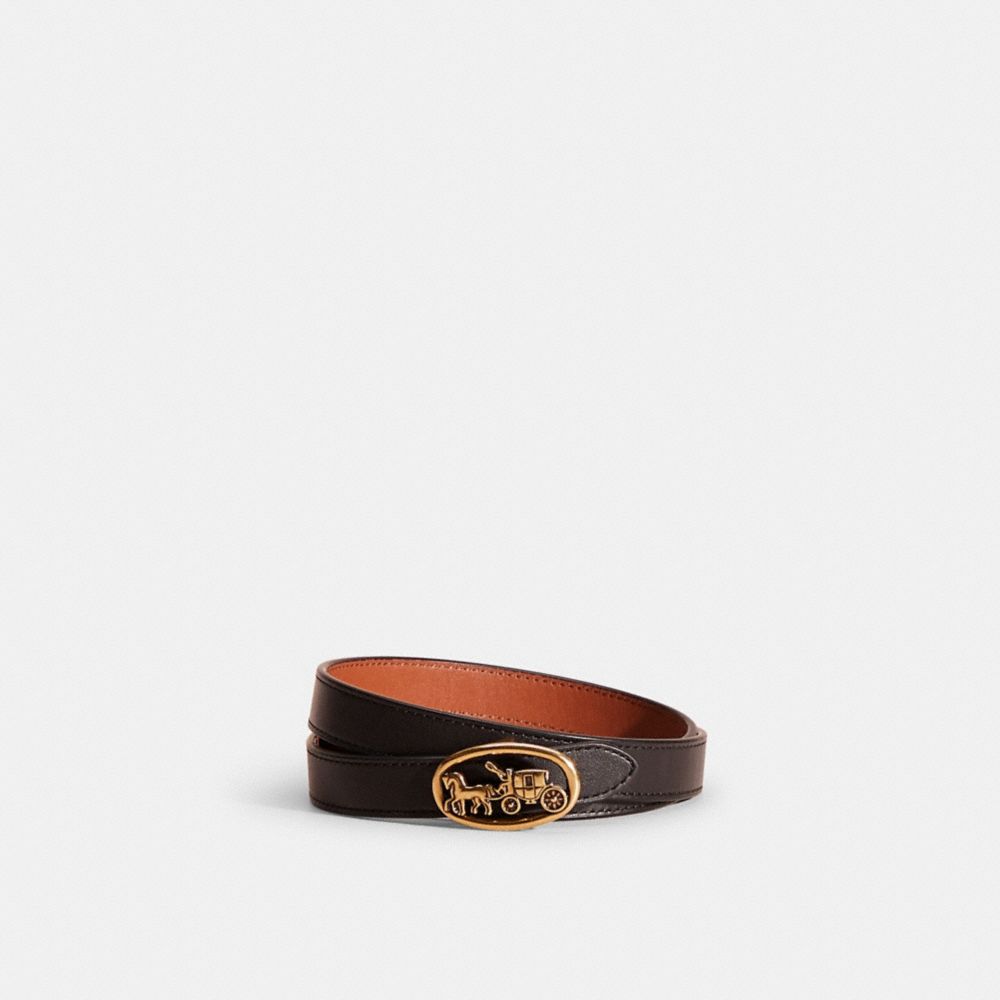 Coach Restored Horse And Carriage Buckle Reversible Belt, 20mm In Brass/black/1941 Saddle