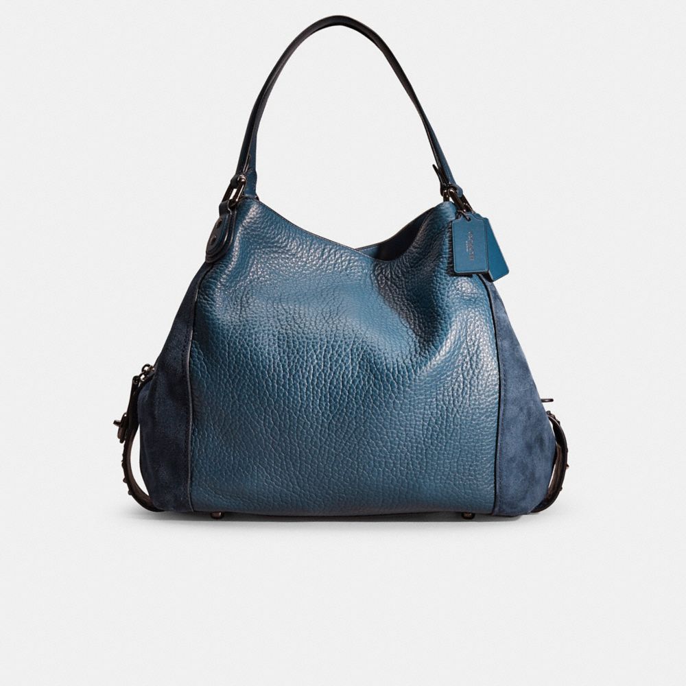 Coach Restored Edie Shoulder Bag 42 With Star Rivets In Dark Gunmetal/mineral