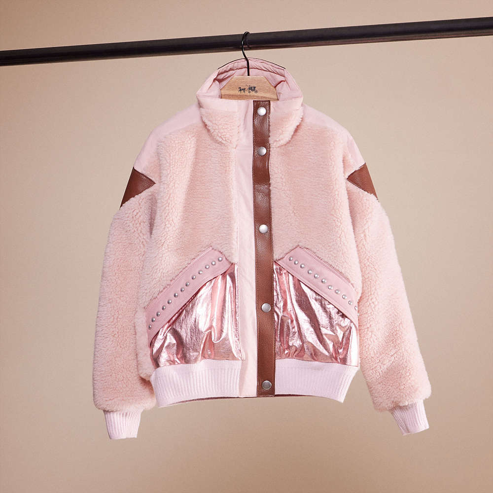 Coach Upcrafted Pieced Fleece Jacket In Pink