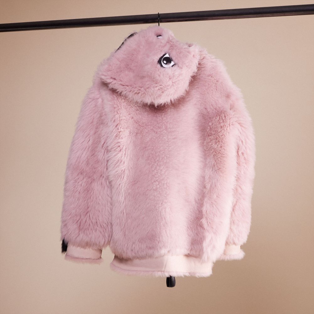 Shop Coach Upcrafted Rexy Shearling Hoodie In Mauve