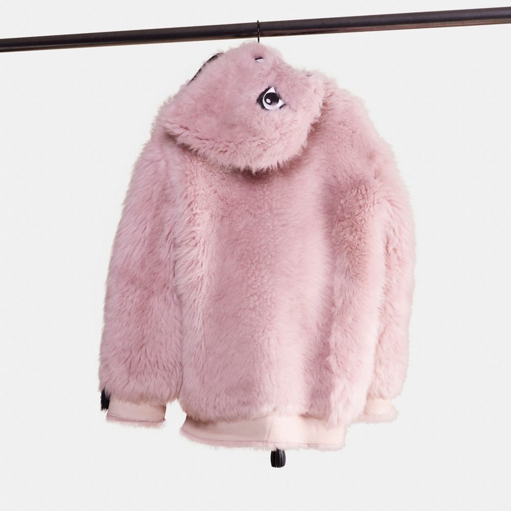 Shop Coach Upcrafted Rexy Shearling Hoodie In Mauve