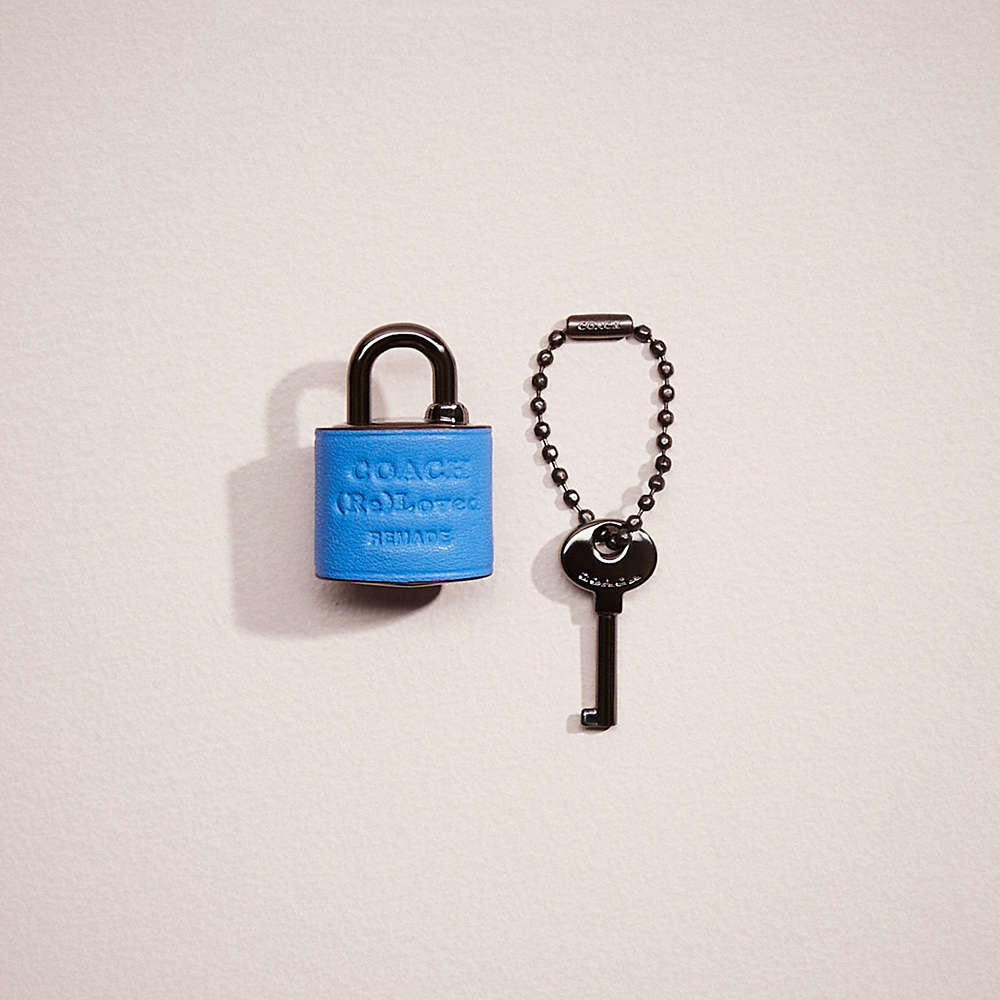 Coach Remade Padlock And Key Bag Charm In Blue Multi